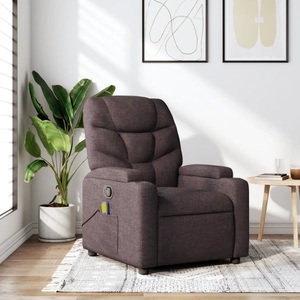 vidaXL, vidaXL Massagesessel Dunkelbraun Stoff, vidaXL Massagesessel Dunkelbraun Stoff