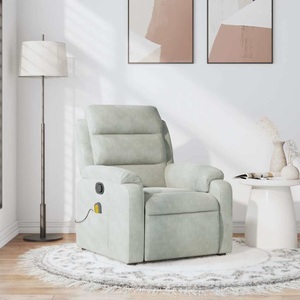 vidaXL, vidaXL Massagesessel Hellgrau Samt, 