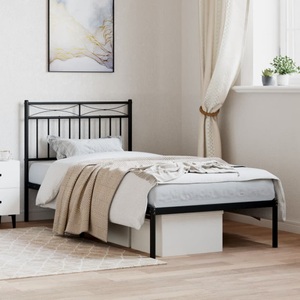 vidaXL, vidaXL Bettgestell mit Kopfteil Metall Schwarz 90x190 cm