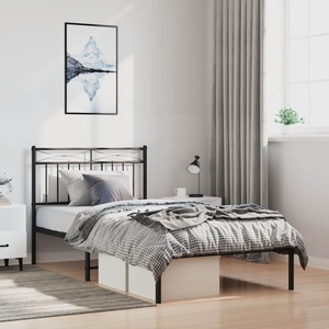 vidaXL, vidaXL Bettgestell mit Kopfteil Metall Schwarz 100x190 cm