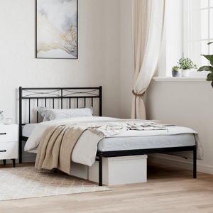 vidaXL, vidaXL Bettgestell mit Kopfteil Metall Schwarz 107x203 cm