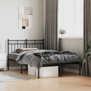 vidaXL, vidaXL Bettgestell mit Kopfteil Metall Schwarz 120x190 cm, vidaXL Bettgestell mit Kopfteil Metall Schwarz 120x190 cm