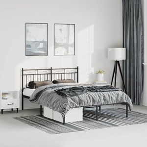 vidaXL, vidaXL Bettgestell mit Kopfteil Metall Schwarz 135x190 cm