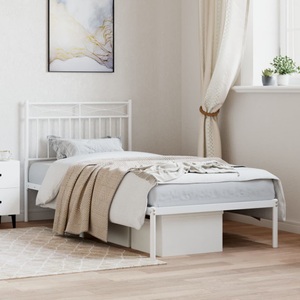 vidaXL, vidaXL Bettgestell mit Kopfteil Metall Weiß 90x200 cm