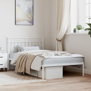 vidaXL, vidaXL Bettgestell mit Kopfteil Metall Weiß 107x203 cm