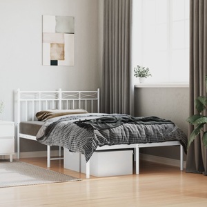 vidaXL, vidaXL Bettgestell mit Kopfteil Metall Weiß 120x190 cm