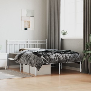 vidaXL, vidaXL Bettgestell mit Kopfteil Metall Weiß 140x190 cm