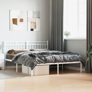 vidaXL, vidaXL Bettgestell mit Kopfteil Metall Weiß 160x200 cm