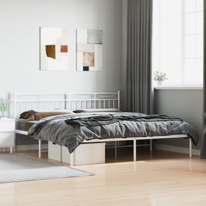 vidaXL, vidaXL Bettgestell mit Kopfteil Metall Weiß 180x200 cm