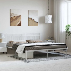 vidaXL, vidaXL Bettgestell mit Kopfteil Metall Weiß 183x213 cm