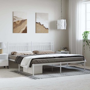 vidaXL, vidaXL Bettgestell mit Kopfteil Metall Weiß 193x203 cm