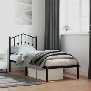 vidaXL, vidaXL Bettgestell mit Kopfteil Metall Schwarz 75x190 cm