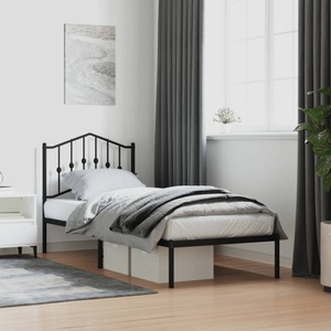 vidaXL, vidaXL Bettgestell mit Kopfteil Metall Schwarz 90x190 cm