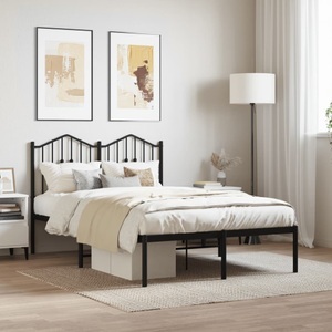 vidaXL, vidaXL Bettgestell mit Kopfteil Metall Schwarz 120x190 cm, vidaXL Bettgestell mit Kopfteil Metall Schwarz 120x190 cm