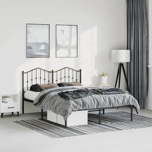 vidaXL, vidaXL Bettgestell mit Kopfteil Metall Schwarz 135x190 cm