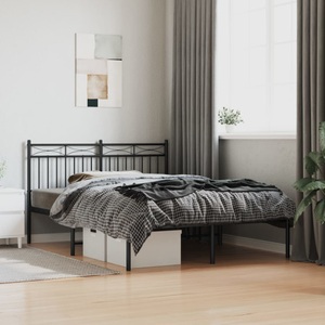 vidaXL, vidaXL Bettgestell mit Kopfteil Metall Schwarz 140x200 cm