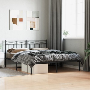 vidaXL, vidaXL Bettgestell mit Kopfteil Metall Schwarz 160x200 cm, 