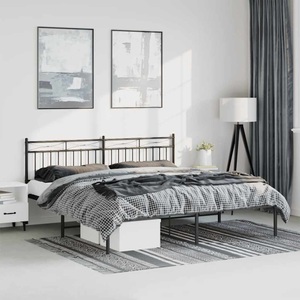 vidaXL, vidaXL Bettgestell mit Kopfteil Metall Schwarz 193x203 cm