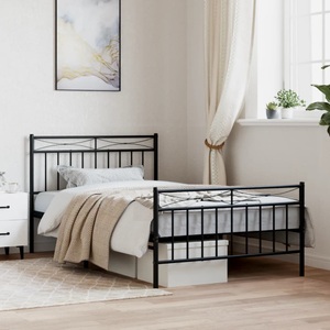 vidaXL, vidaXL Bettgestell mit Kopf- und Fußteil Metall Schwarz 107x203 cm