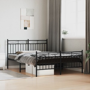 vidaXL, vidaXL Bettgestell mit Kopf- und Fußteil Metall Schwarz 140x190 cm