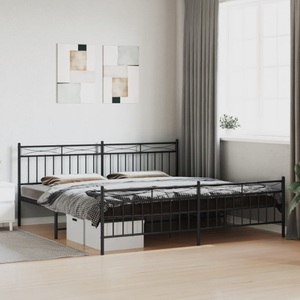 vidaXL, vidaXL Bettgestell mit Kopf- und Fußteil Metall Schwarz 200x200 cm, vidaXL Bettgestell mit Kopf- und Fußteil Metall Schwarz 200x200 cm