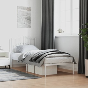 vidaXL, vidaXL Bettgestell mit Kopfteil Metall Weiß 90x200 cm