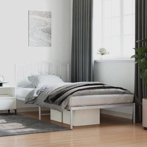 vidaXL, vidaXL Bettgestell mit Kopfteil Metall Weiß 107x203 cm