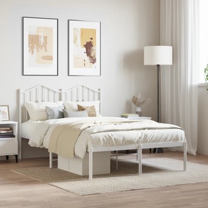 vidaXL, vidaXL Bettgestell mit Kopfteil Metall Weiß 120x200 cm