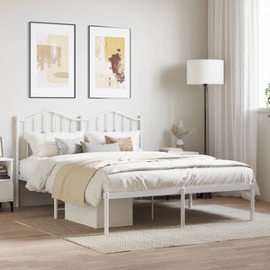 vidaXL, vidaXL Bettgestell mit Kopfteil Metall Weiß 140x190 cm