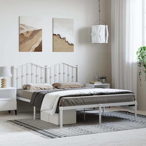 vidaXL, vidaXL Bettgestell mit Kopfteil Metall Weiß 150x200 cm