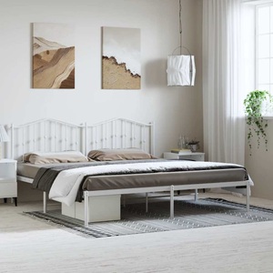 vidaXL, vidaXL Bettgestell mit Kopfteil Metall Weiß 193x203 cm
