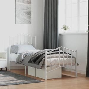 vidaXL, vidaXL Bettgestell mit Kopf- und Fußteil Metall Weiß 75x190 cm
