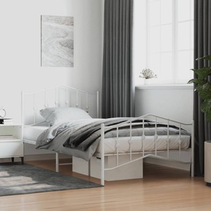 vidaXL, vidaXL Bettgestell mit Kopf- und Fußteil Metall Weiß 107x203 cm