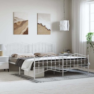vidaXL, vidaXL Bettgestell mit Kopf- und Fußteil Metall Weiß 193x203 cm
