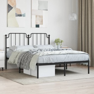 vidaXL, vidaXL Bettgestell mit Kopfteil Metall Schwarz 140x190 cm