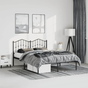 vidaXL, vidaXL Bettgestell mit Kopfteil Metall Schwarz 150x200 cm, vidaXL Bettgestell mit Kopfteil Metall Schwarz 150x200 cm