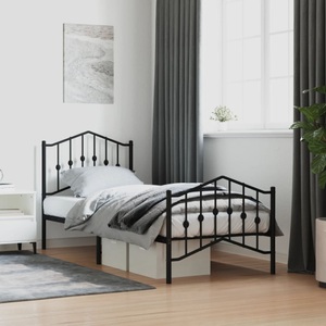 vidaXL, vidaXL Bettgestell mit Kopf- und Fußteil Metall Schwarz 90x190 cm