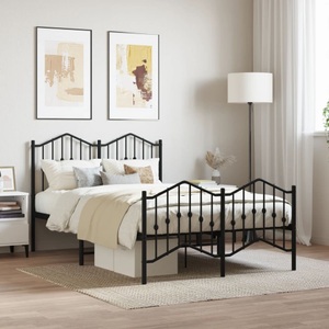 vidaXL, vidaXL Bettgestell mit Kopf- und Fußteil Metall Schwarz 120x190 cm