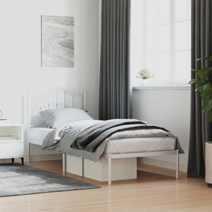 vidaXL, vidaXL Bettgestell mit Kopfteil Metall Weiß 90x190 cm, vidaXL Bettgestell mit Kopfteil Metall Weiß 90x190 cm