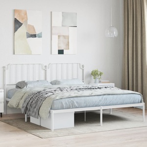 vidaXL, vidaXL Bettgestell mit Kopfteil Metall Weiß 180x200 cm