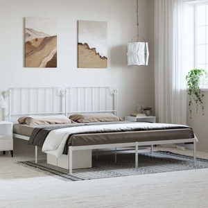 vidaXL, vidaXL Bettgestell mit Kopfteil Metall Weiß 193x203 cm