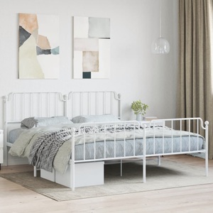 vidaXL, vidaXL Bettgestell mit Kopf- und Fußteil Metall Weiß 160x200 cm