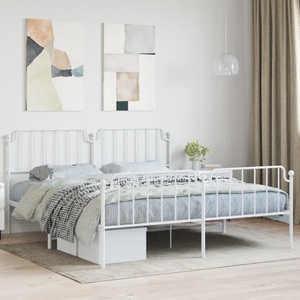 vidaXL, vidaXL Bettgestell mit Kopf- und Fußteil Metall Weiß 180x200 cm
