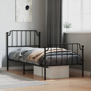 vidaXL, vidaXL Bettgestell mit Kopf- und Fußteil Metall Schwarz 90x190 cm
