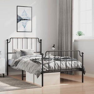 vidaXL, vidaXL Bettgestell mit Kopf- und Fußteil Metall Schwarz 100x190 cm