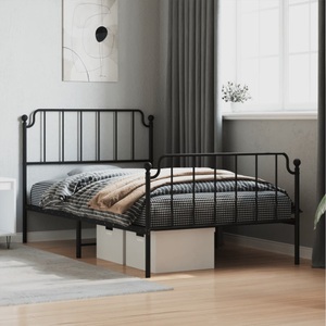 vidaXL, vidaXL Bettgestell mit Kopf- und Fußteil Metall Schwarz 107x203 cm