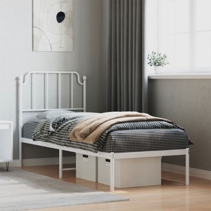 vidaXL, vidaXL Bettgestell mit Kopfteil Metall Weiß 80x200 cm, vidaXL Bettgestell mit Kopfteil Metall Weiß 80x200 cm