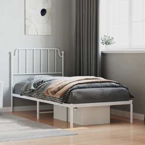 vidaXL, vidaXL Bettgestell mit Kopfteil Metall Weiß 90x190 cm