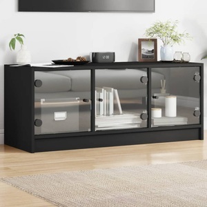 vidaXL, vidaXL TV-Schrank mit Glastüren Schwarz 102x37x42 cm, vidaXL TV-Schrank mit Glastüren Schwarz 102x37x42 cm
