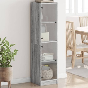 vidaXL, vidaXL Highboard mit Glastüren Grau Sonoma 35x37x142 cm, vidaXL Highboard mit Glastüren Grau Sonoma 35x37x142 cm